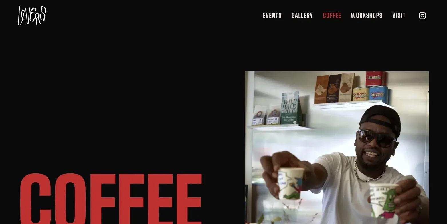Coffee page with Jerry holding out two cups